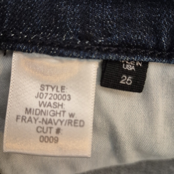 Veronica Beard Carolyn 10" Baby Boot Jeans Navy/Red Leg Stripe Released Hem - 25 - Picture 14 of 15